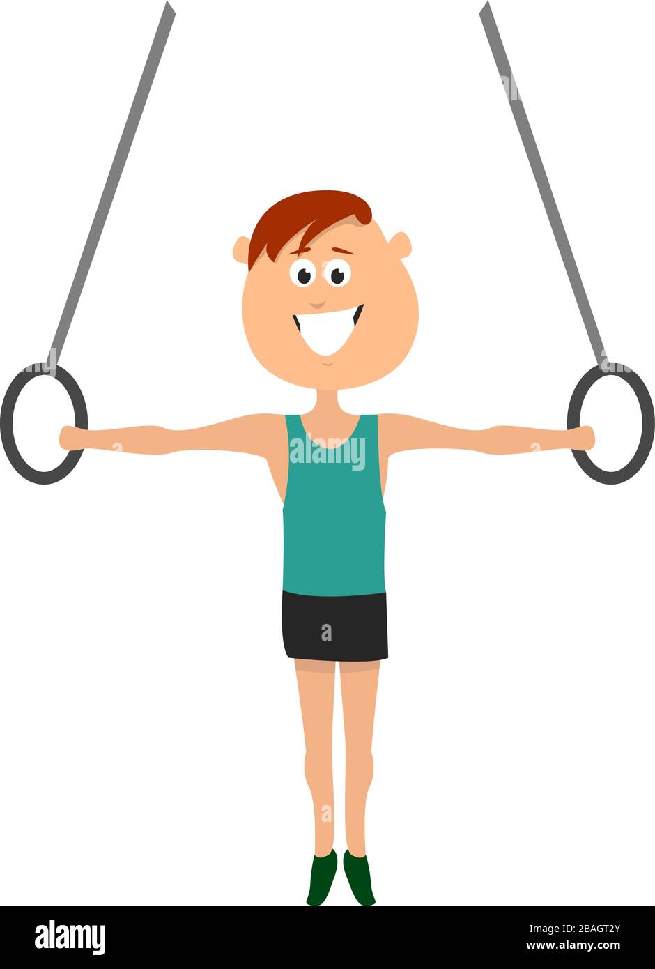 Gymnast boy, illustration, vector on white background Stock Vector