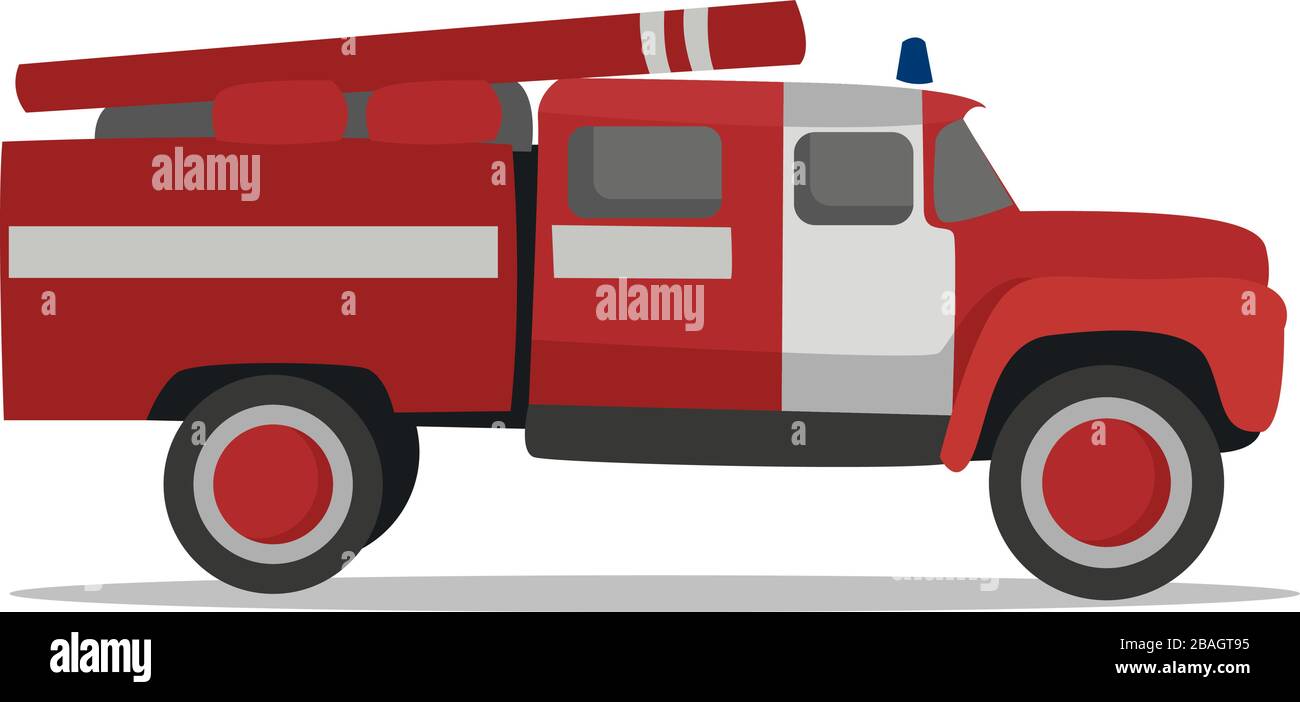 Fire engine, illustration, vector on white background Stock Vector