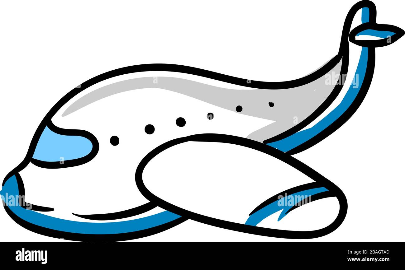 Fat blue plane, illustration, vector on white background Stock Vector