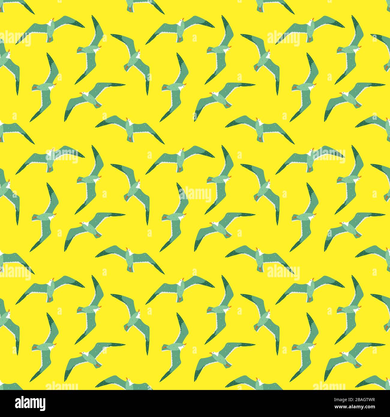 Seagulls pattern, illustration, vector on white background Stock Vector