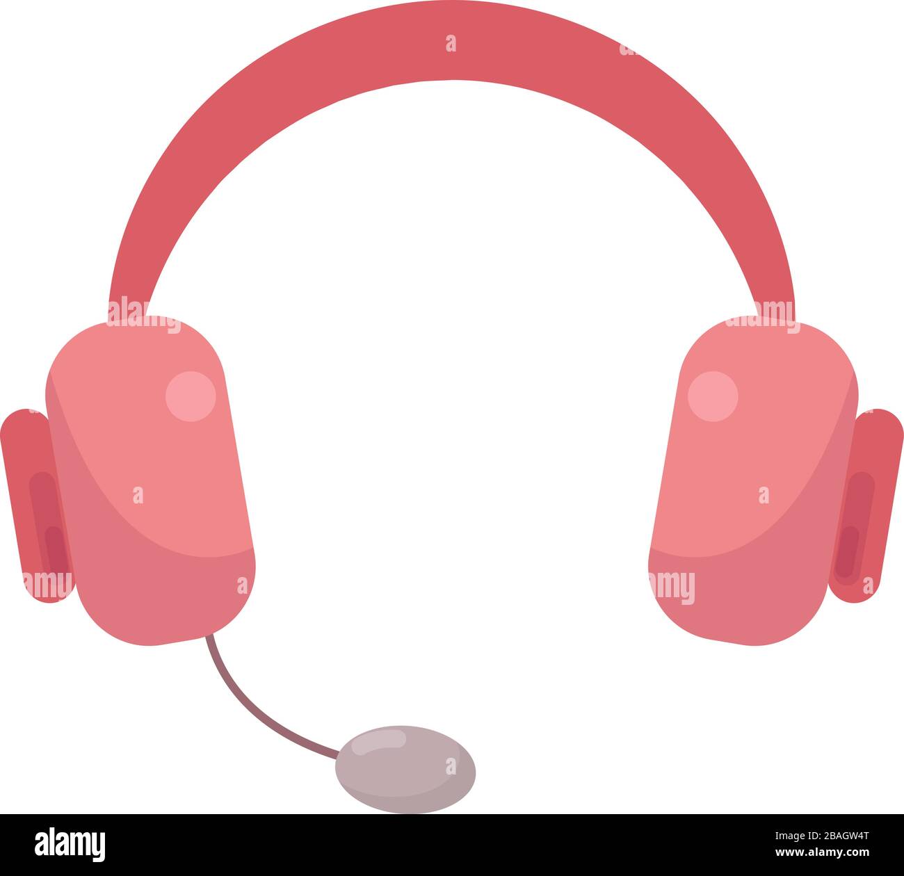 Pink headphones, illustration, vector on white background Stock Vector
