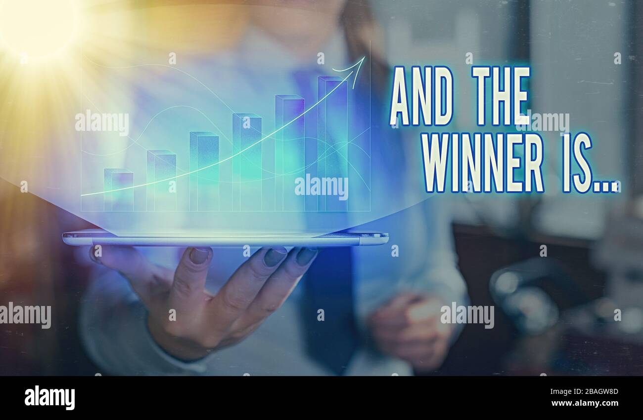 Winner Work Note Writing note showing And The Winner Is. Business concept for announcing ...