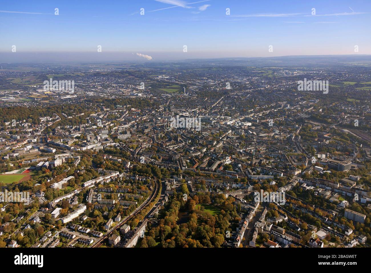 city centre of Aachen, 22.10.2011, aerial view, Germany, North Rhine ...