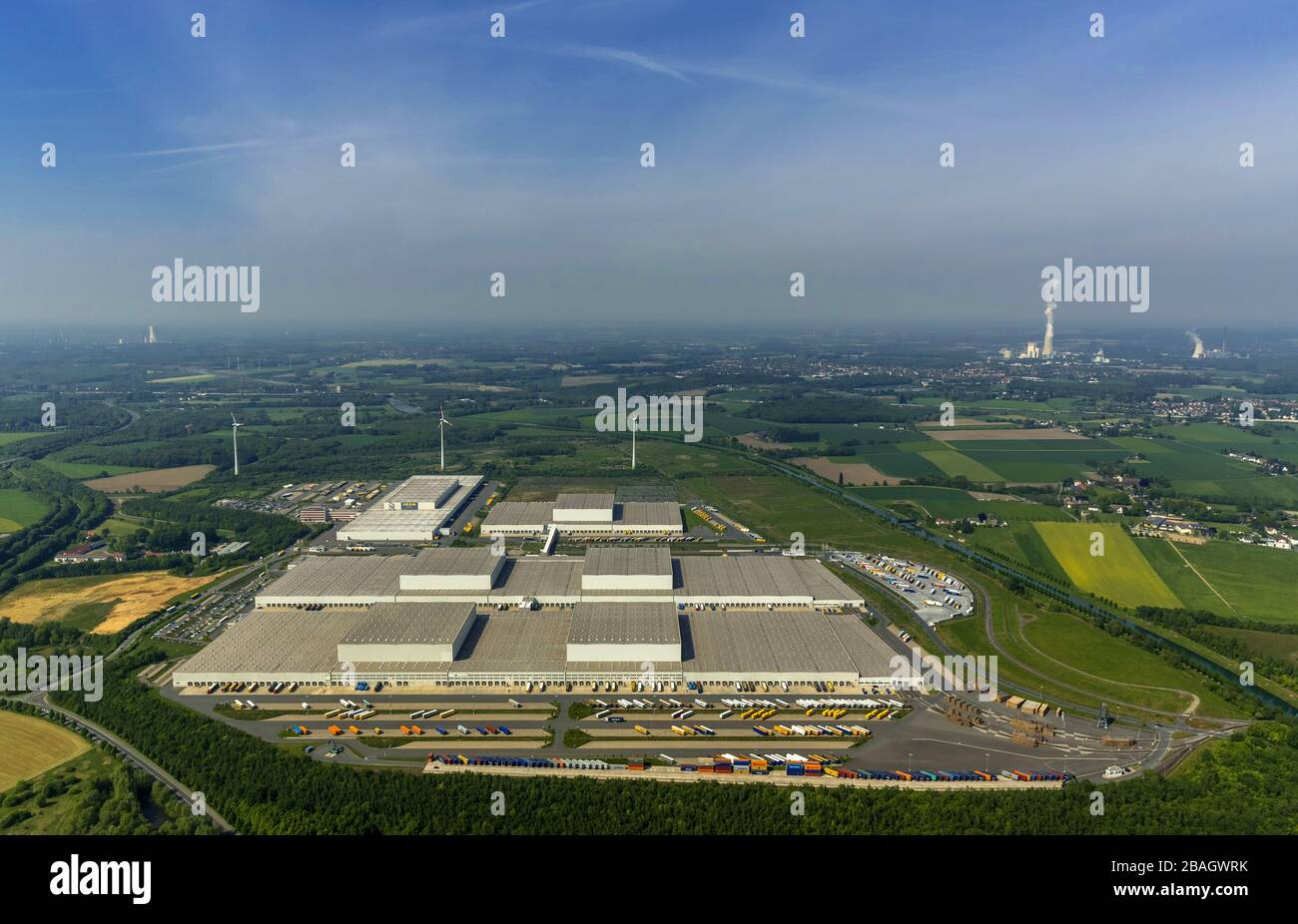 distribution centre of IKEA in Dortmund-Ellinghausen, which was built on a former heap of Hoesch AG, 05.05.2014, aerial view, Germany, North Rhine-Wes Stock Photo