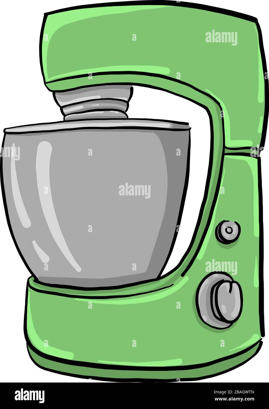 Green juicer, illustration, vector on white background Stock Vector