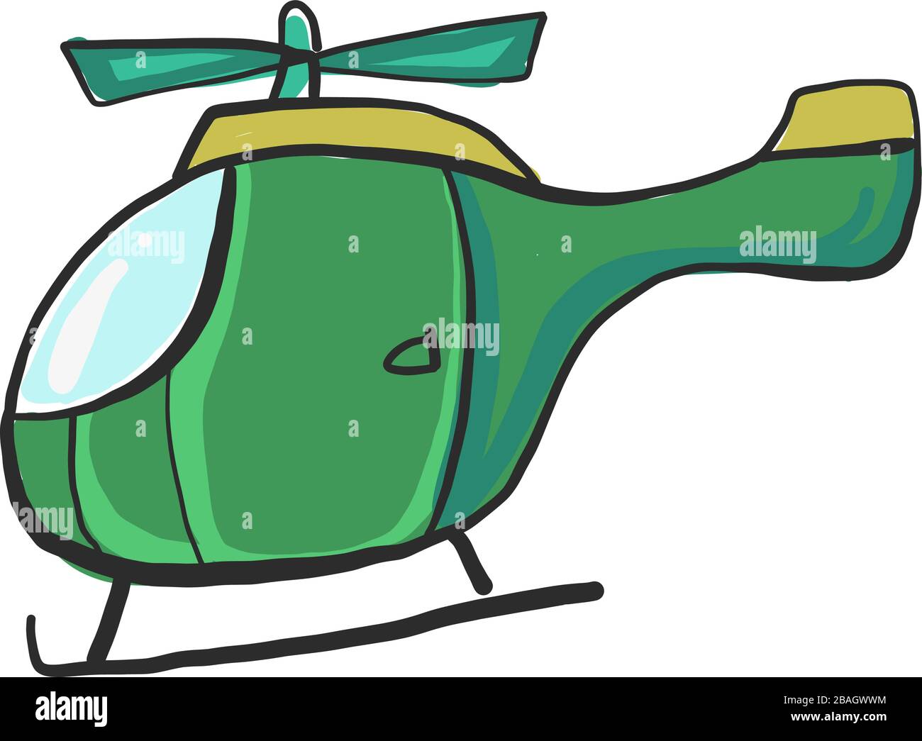 Green helicopter, illustration, vector on white background Stock Vector