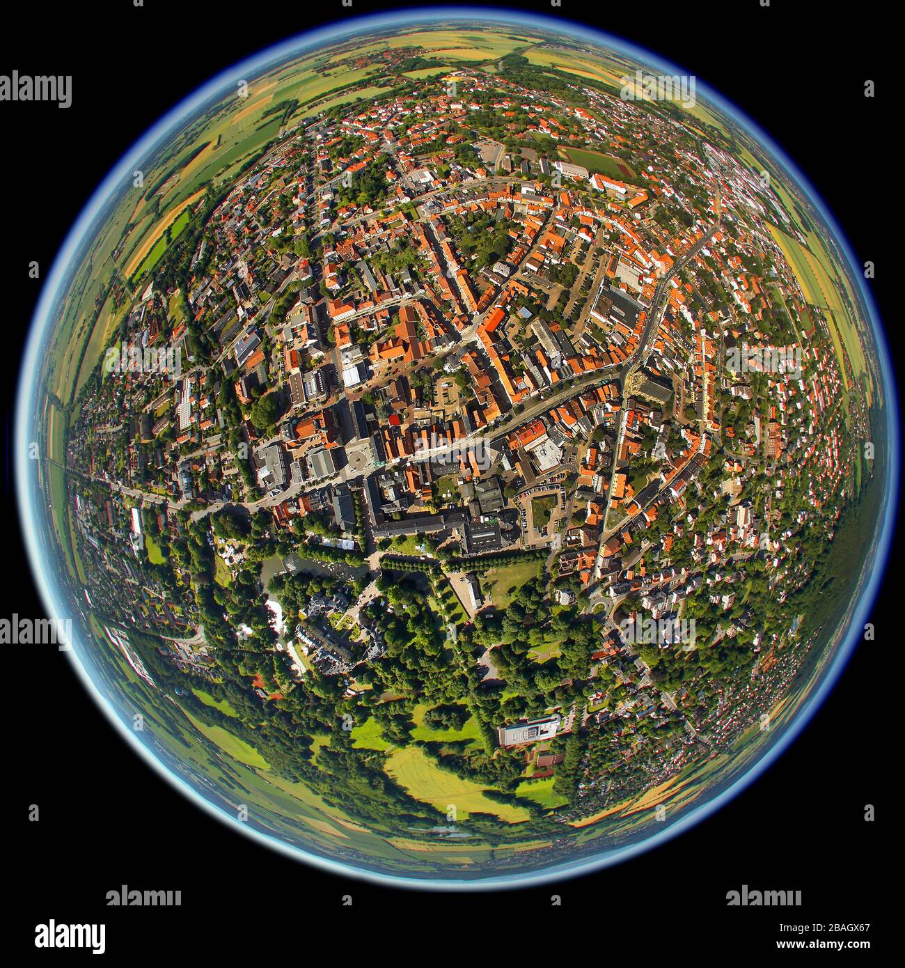 city centre of  Bueckeburg, 27.06.2011, aerial view, Germany, Lower Saxony, Bueckeburg Stock Photo