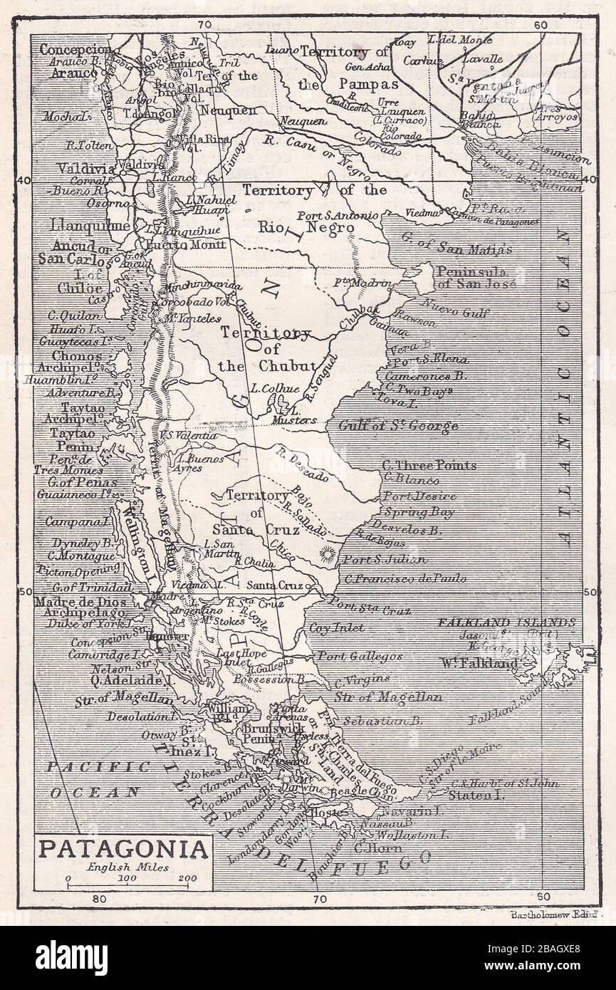 Vintage map of Patagonia 1900s Stock Photo - Alamy