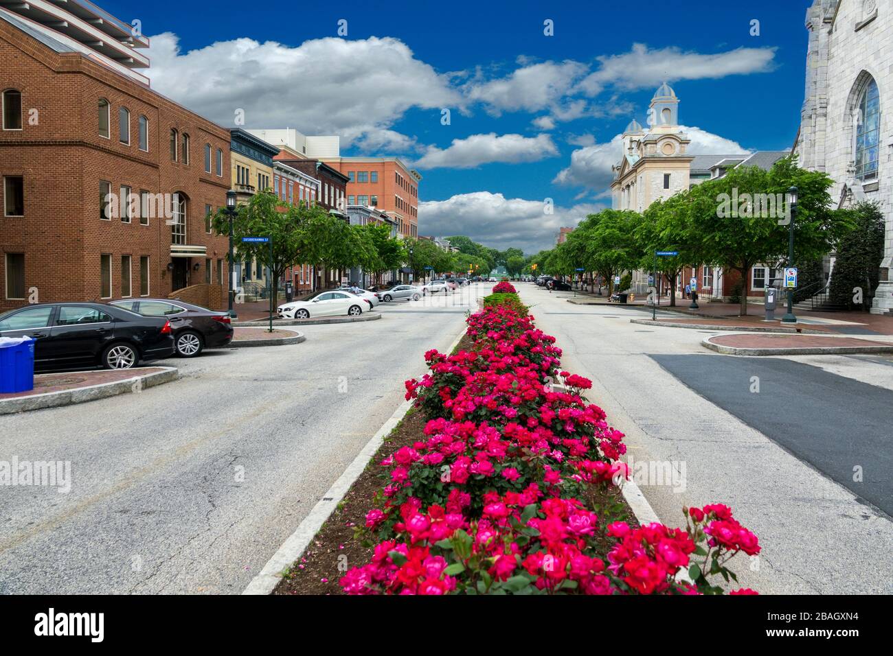 View of the historic downton district of Harrisburg Pennsylvania from the steps of the Capitol building Stock Photo