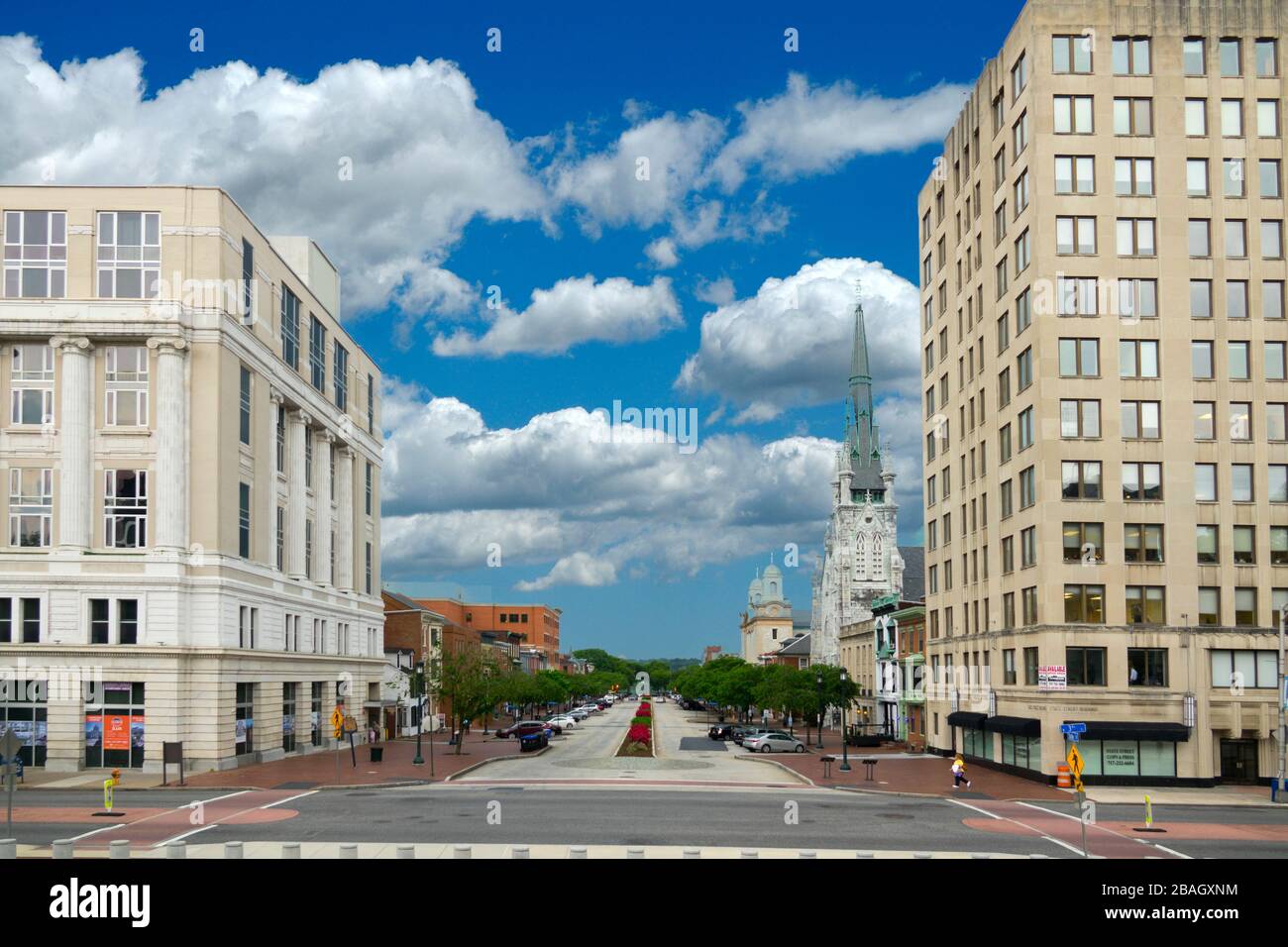 View of the historic downton district of Harrisburg Pennsylvania from the steps of the Capitol building Stock Photo