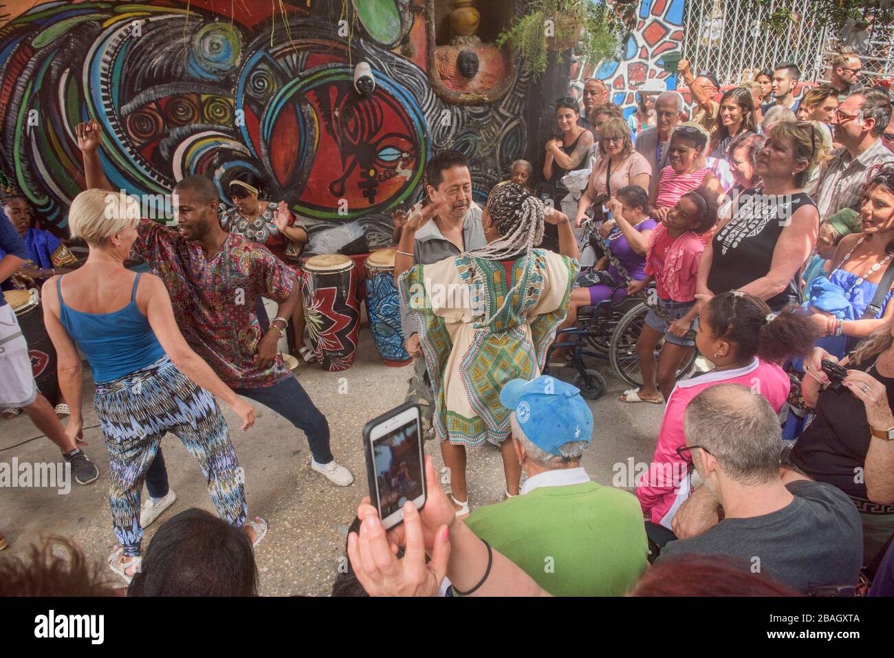 Afro-Cuban beats in Callejon de Hamel, Havana, Cuba Stock Photo