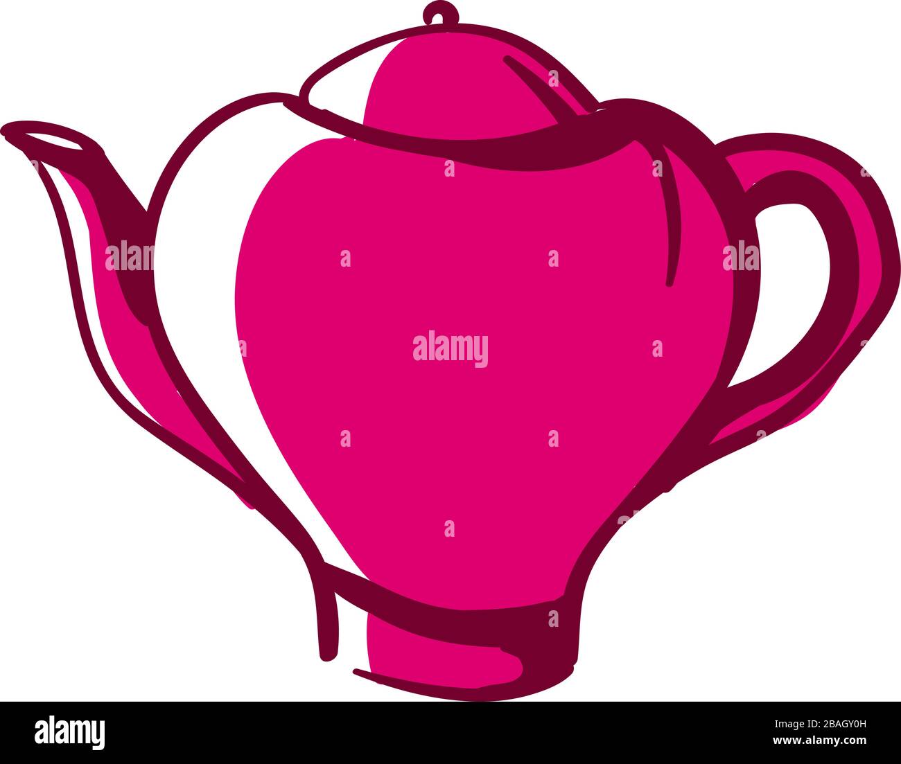 Pink tea pot, illustration, vector on white background Stock Vector