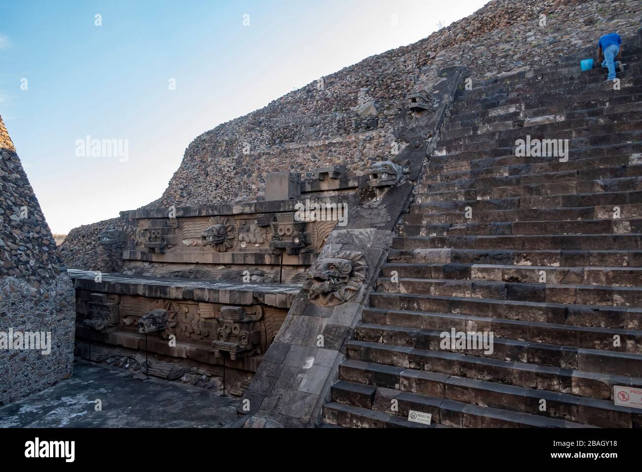 The famous and historical Feathered Serpent Pyramid in Teotihuacan ...