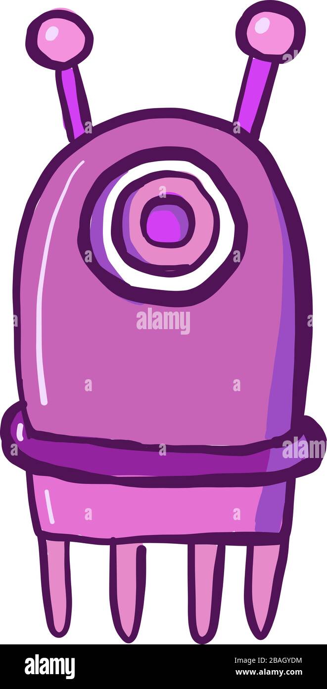 Pink robot, illustration, vector on white background Stock Vector