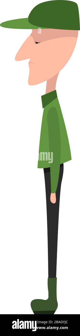 Man in army uniform, illustration, vector on white background Stock Vector