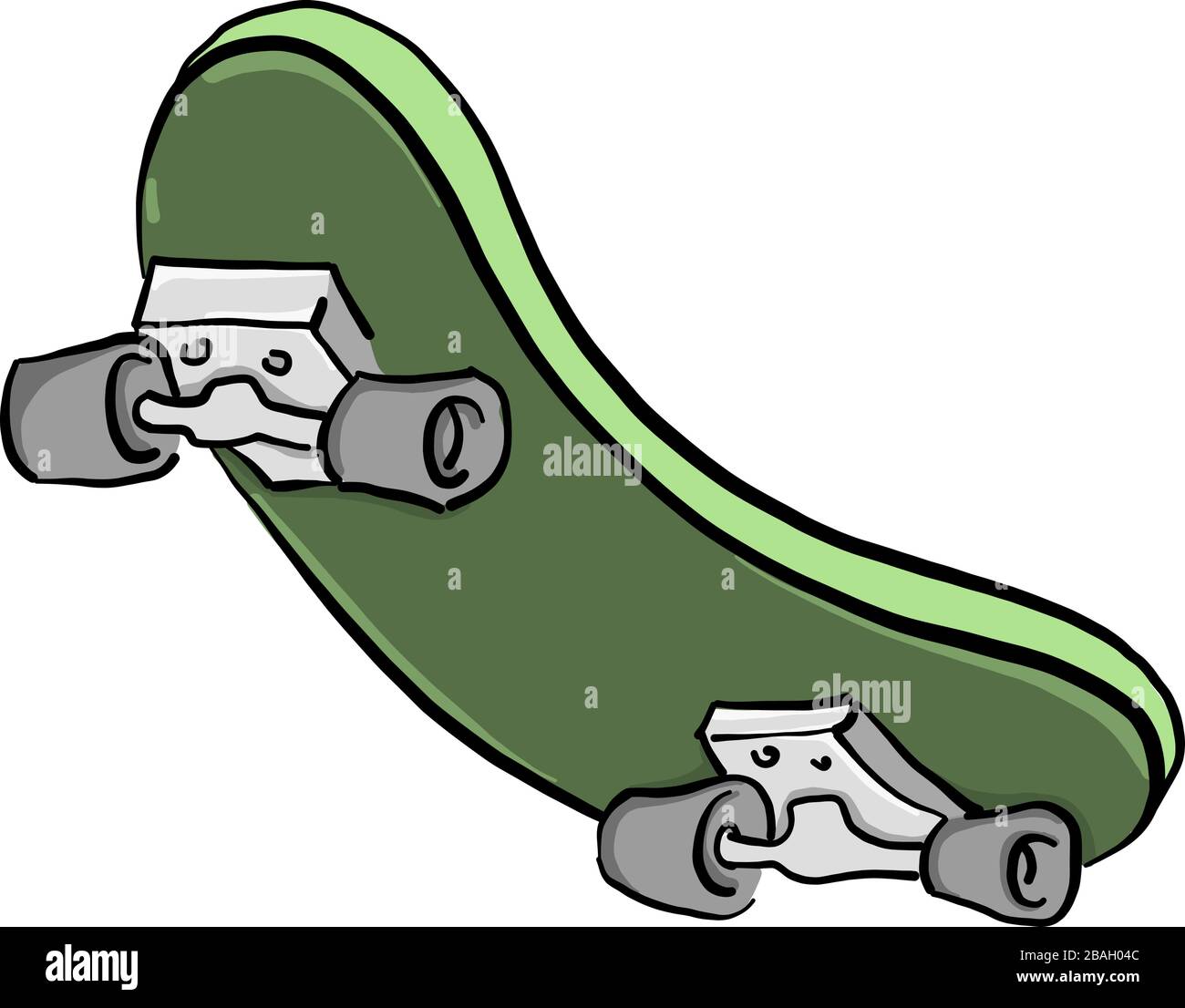 Green skateboard, illustration, vector on white background Stock Vector