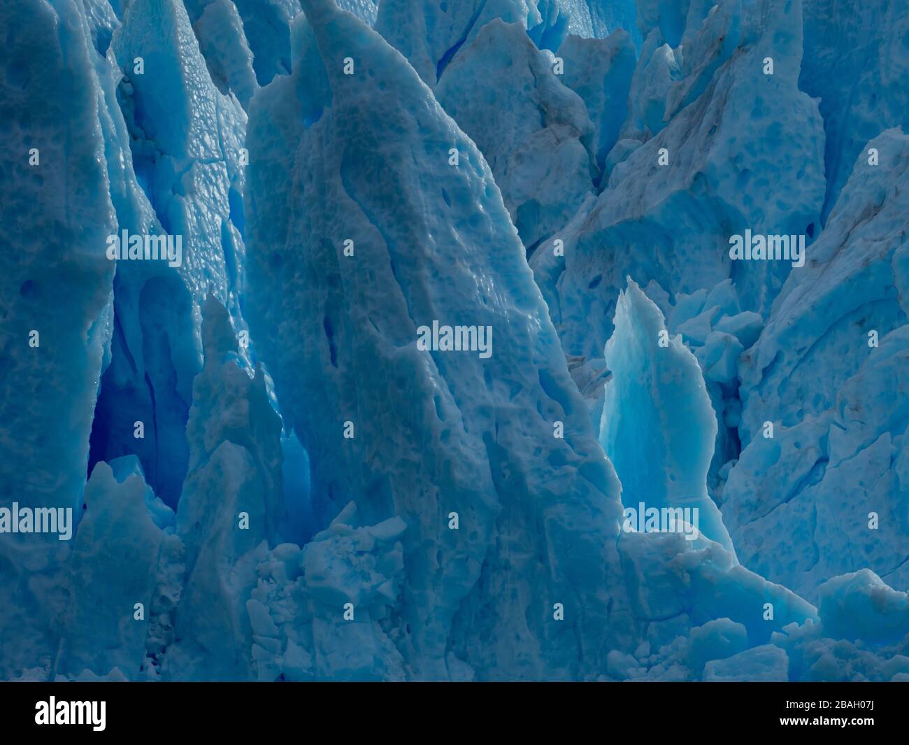 The blue ice of Garibaldi glacier in Patagonia Chile just off the ...