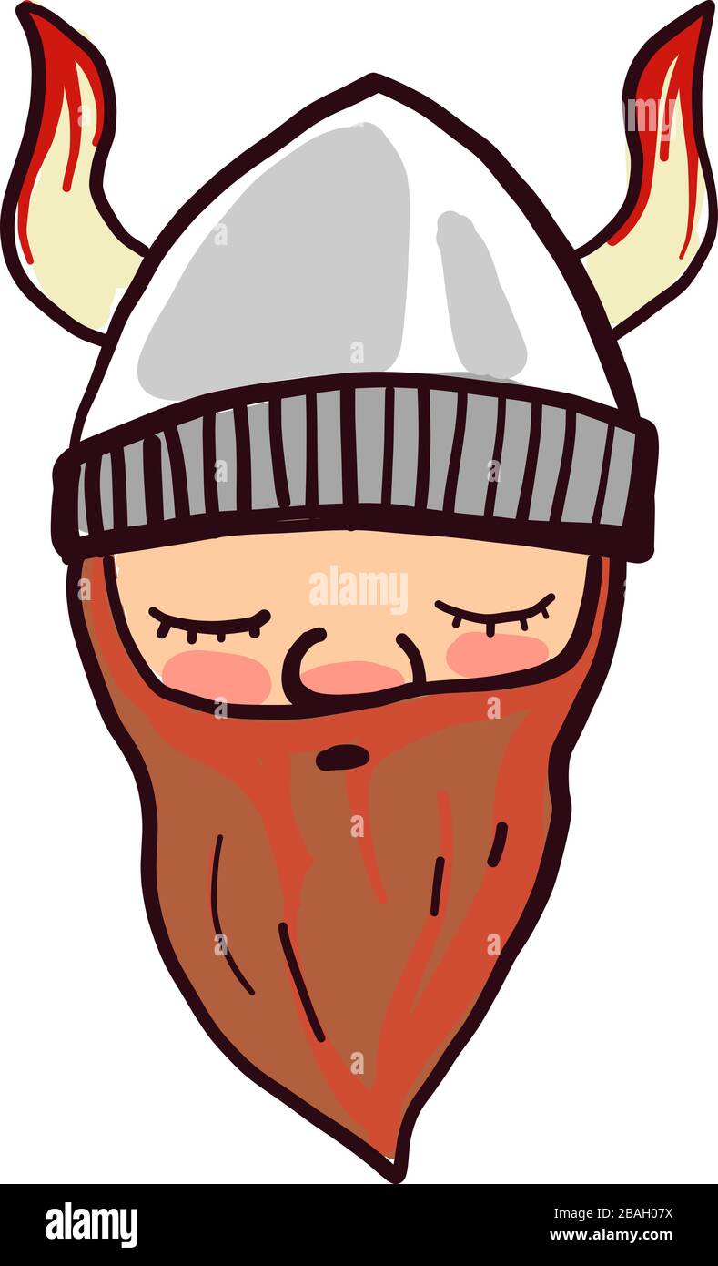 Sleeping Viking, illustration, vector on white background Stock Vector