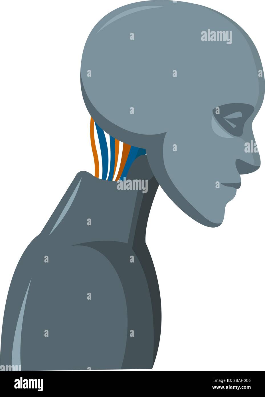 Robot with wires, illustration, vector on white background Stock Vector