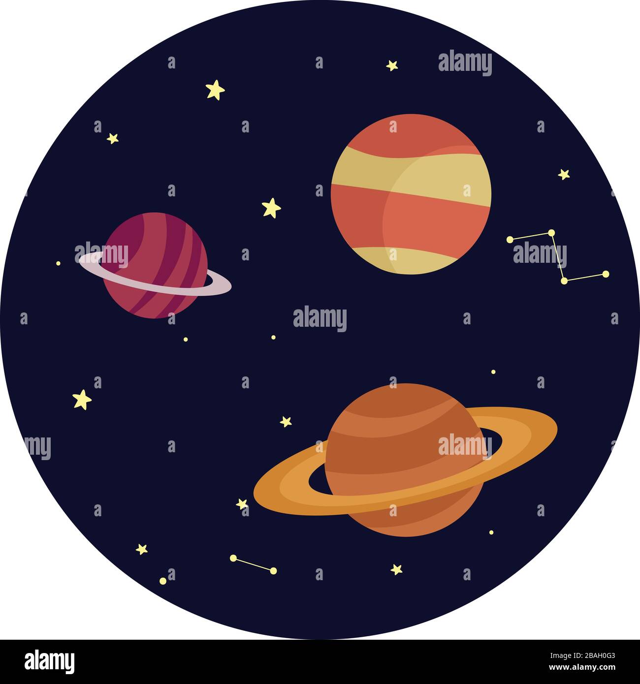 Planets in space, illustration, vector on white background Stock Vector
