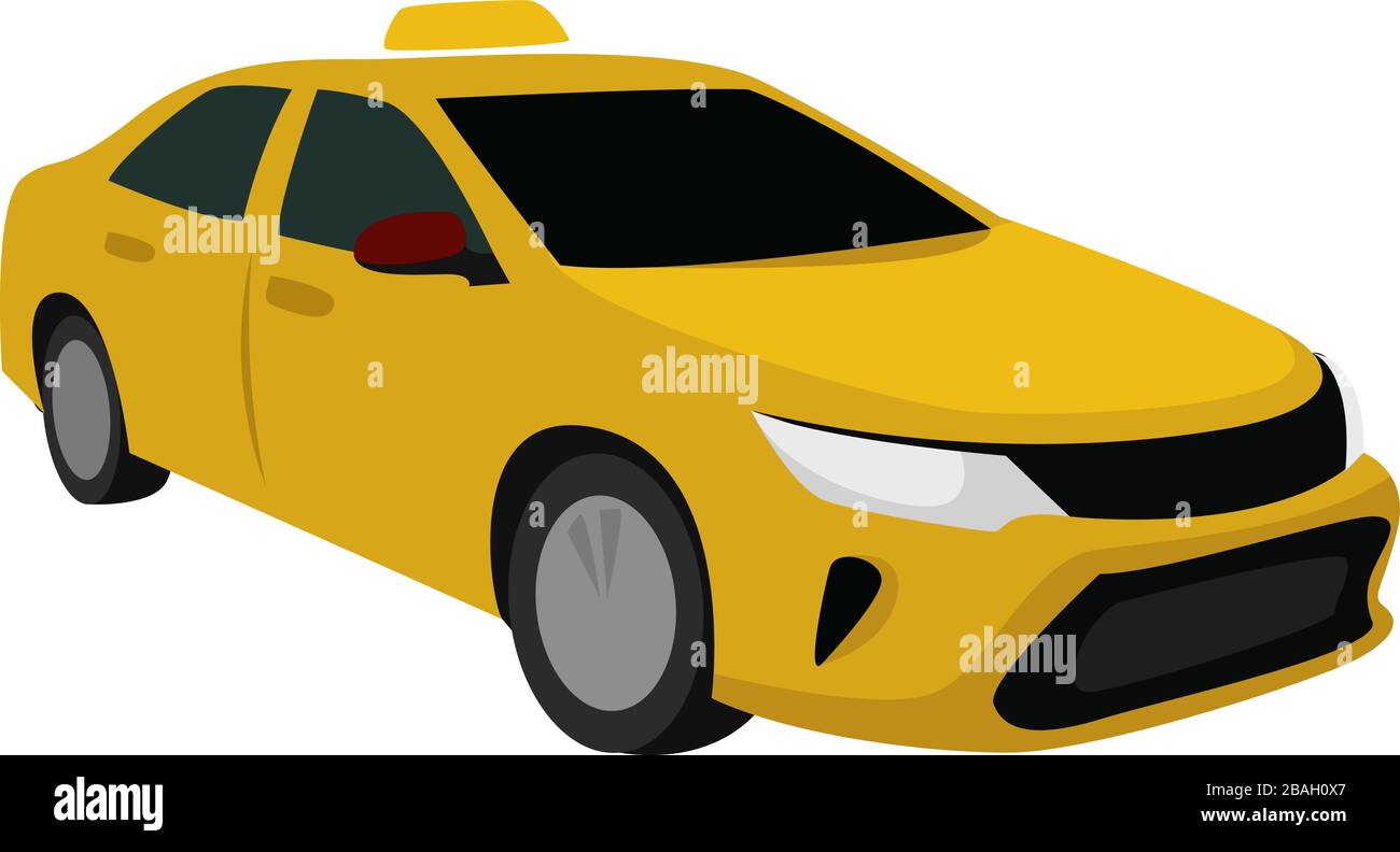 Yellow taxi, illustration, vector on white background Stock Vector
