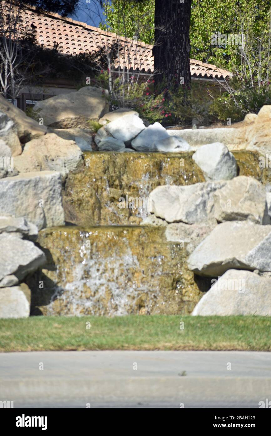 Rock Entry Fountain Stock Photo Alamy