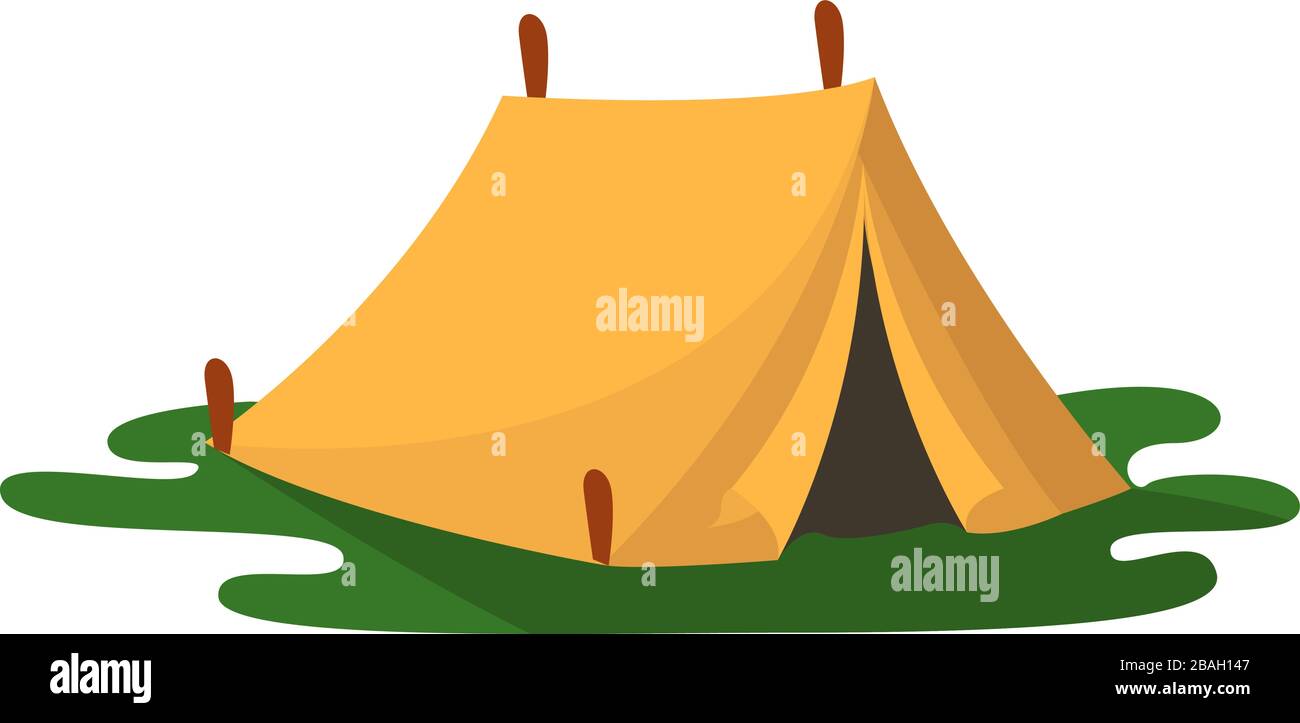 Yellow tent, illustration, vector on white background Stock Vector ...