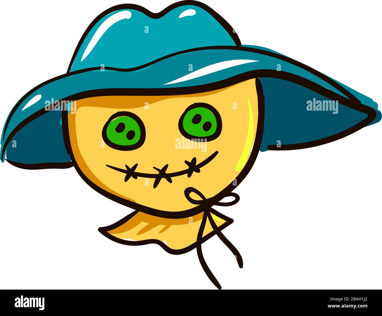 Scarecrow head, illustration, vector on white background Stock Vector