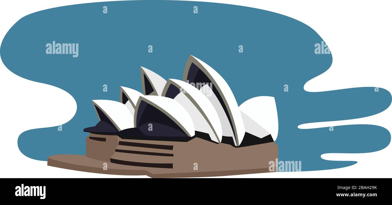 Opera house in Sydney, illustration, vector on white background Stock Vector