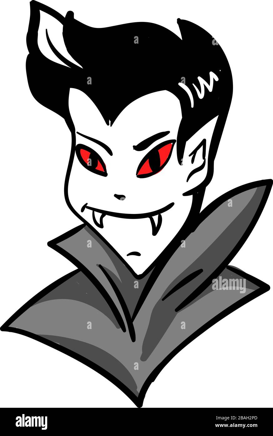 Vampire head, illustration, vector on white background Stock Vector
