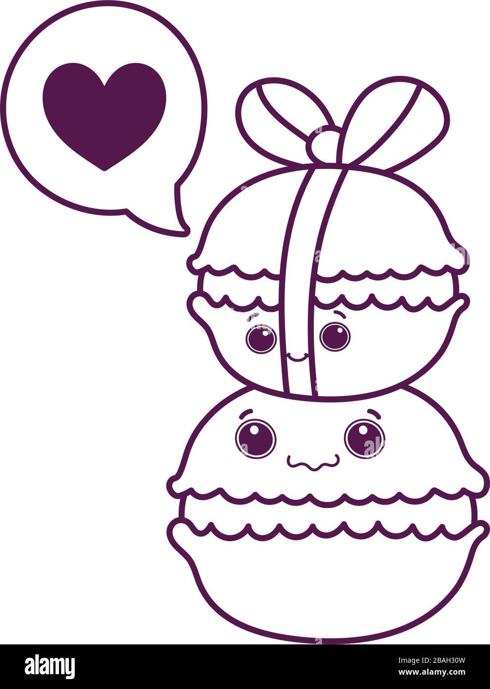 cute food pile of macaroon sweet dessert pastry cartoon vector ...