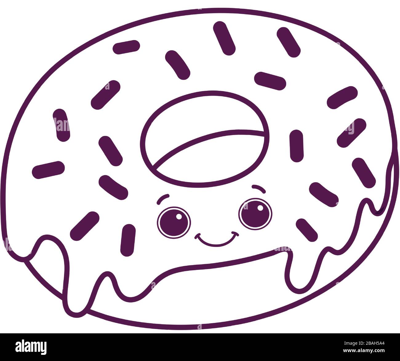 Cute Food Donut Sweet Dessert Kawaii Cartoon Vector Illustration Isolated Design Line Style Stock Vector Image Art Alamy