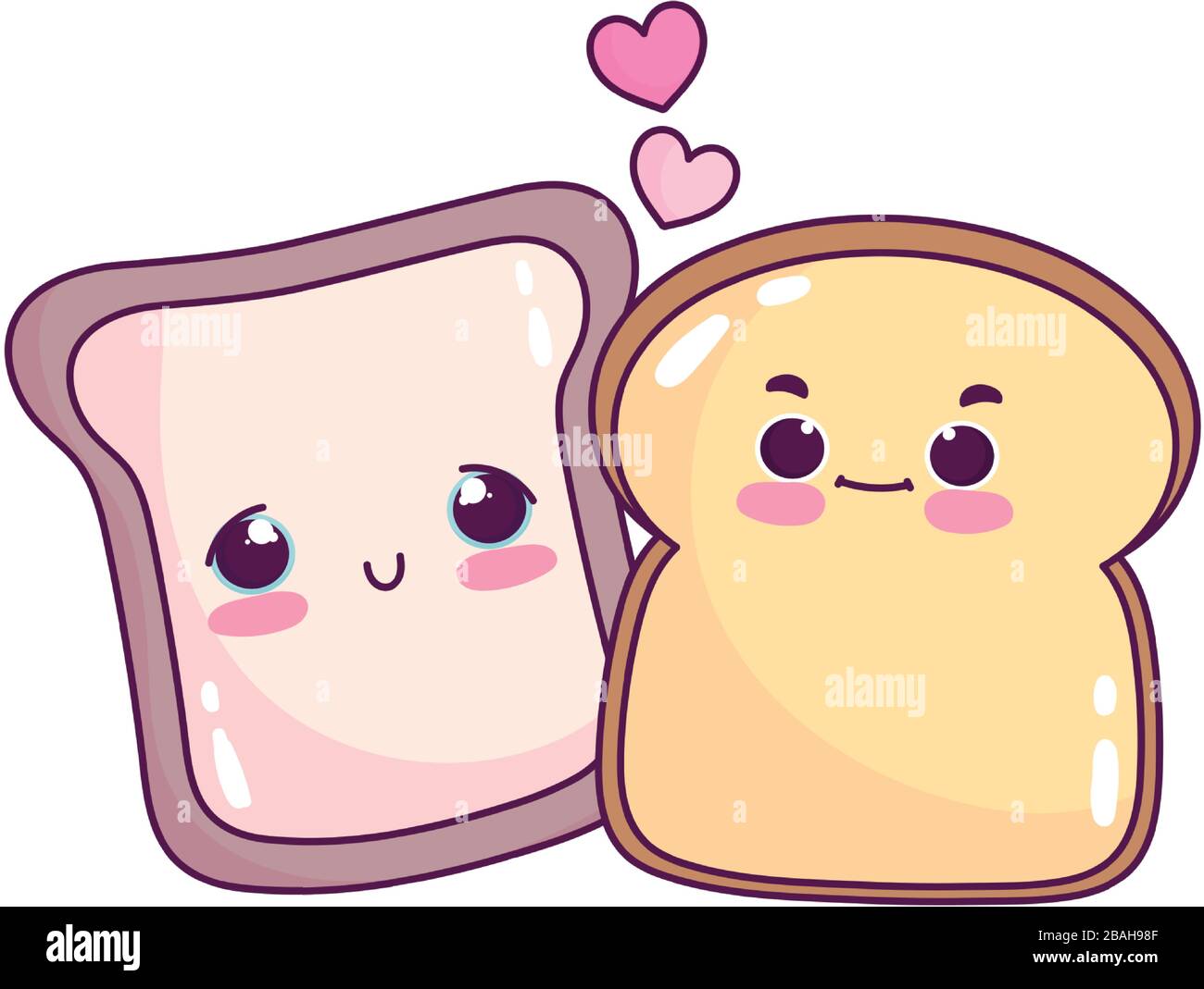 cute food white and whole wheat bread love sweet dessert pastry cartoon ...