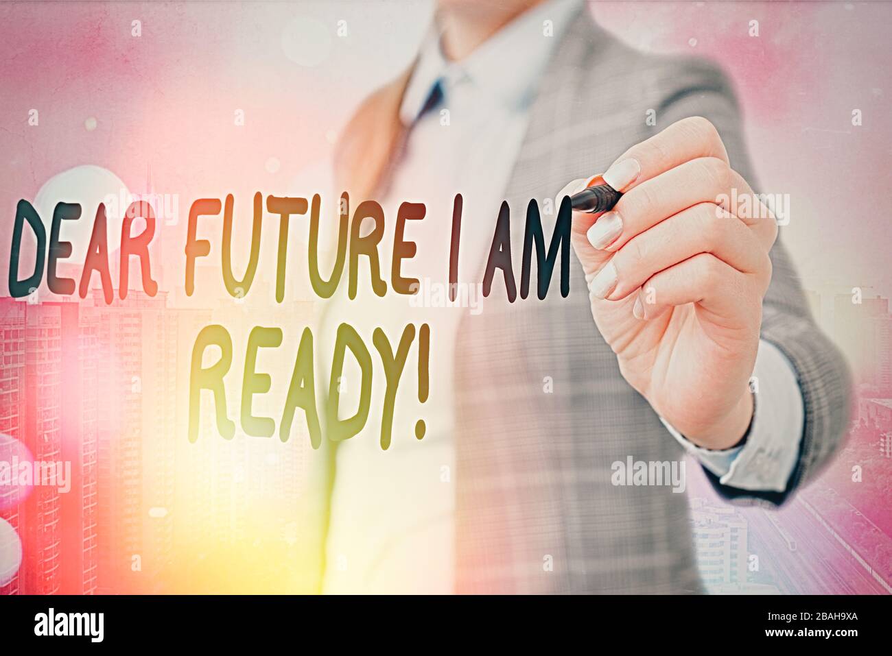 Word writing text Dear Future I Am Ready. Business photo showcasing ...