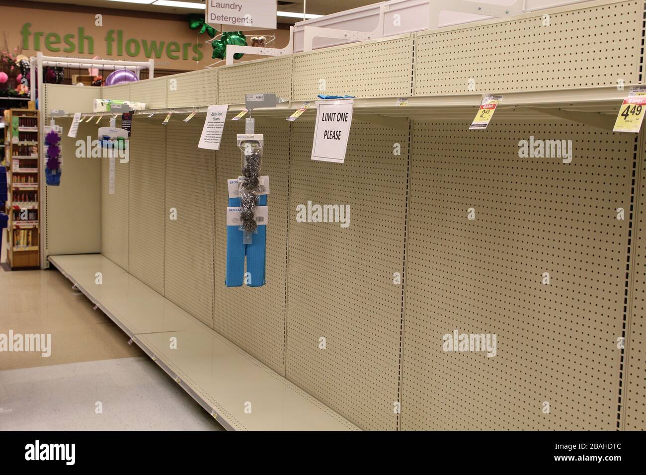 Empty toilet paper aisle at a grocery store in Niles, Illinois Stock Photo Alamy