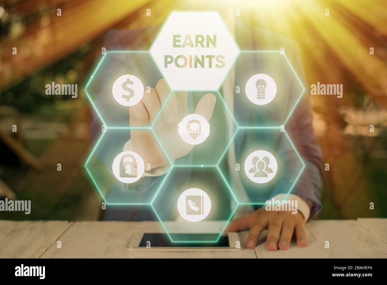Writing note showing Earn Points. Business concept for collecting ...
