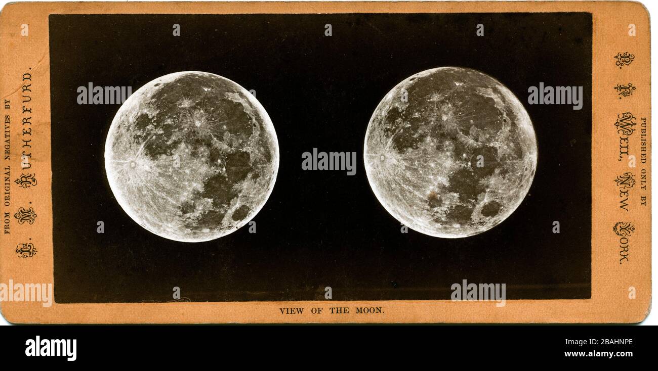 View of the Moon, by Lewis Morris Rutherfurd, ca 1870 Stock Photo
