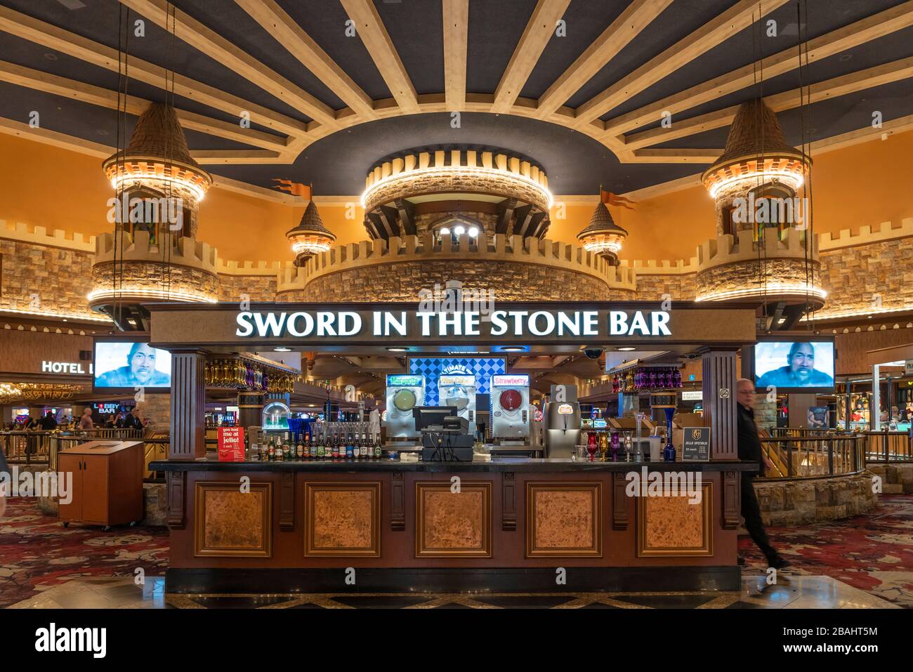 The Sword in the Stone Bar inside the Excalibur Hotel and Casino along The Strip in Las Vegas, Nevada, USA. Stock Photo