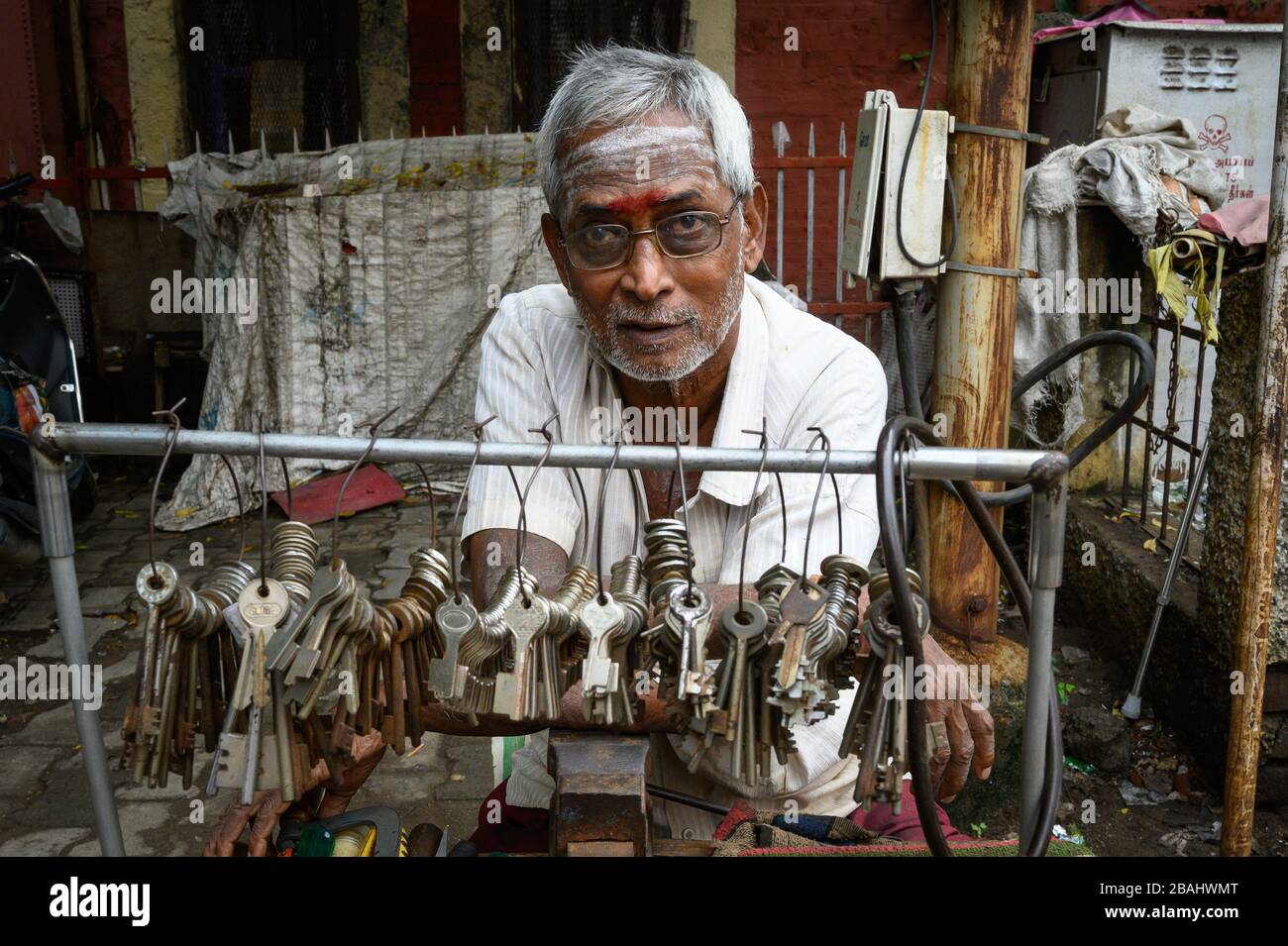 Portrait of a locksmith Chennai, India Stock Photo