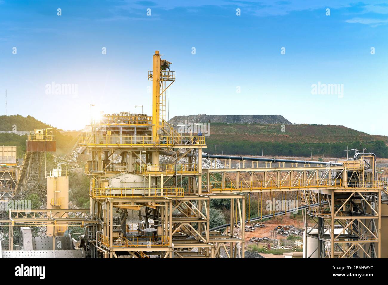 Gold ore processing plant in mining area Stock Photo
