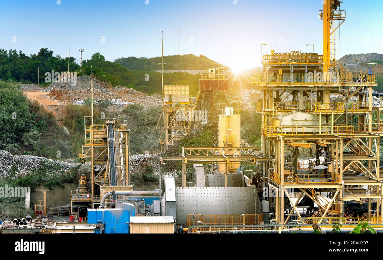 Gold ore processing plant in mining area Stock Photo