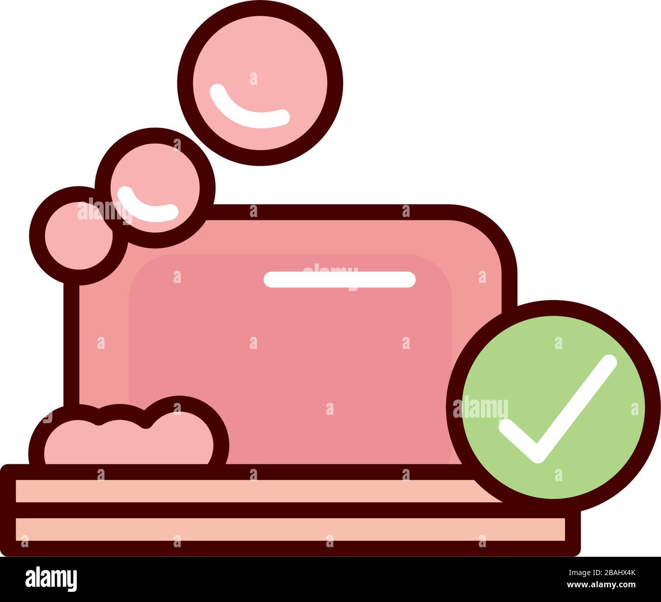 soap bar cleaning prevent spread of covid19 vector illustration line