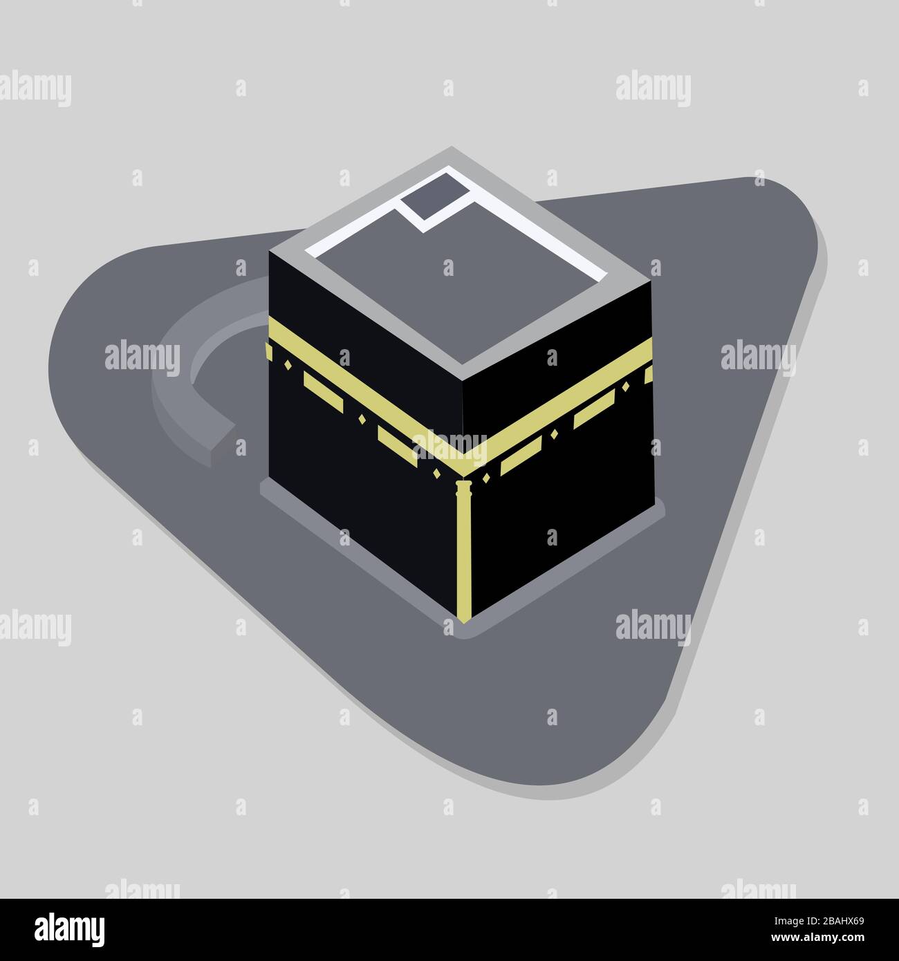 Vector. Isolated illustration of empty Kaaba, Mekka. Saudi Arabia. Islamic sacred mosque Al Haram. Stock Vector