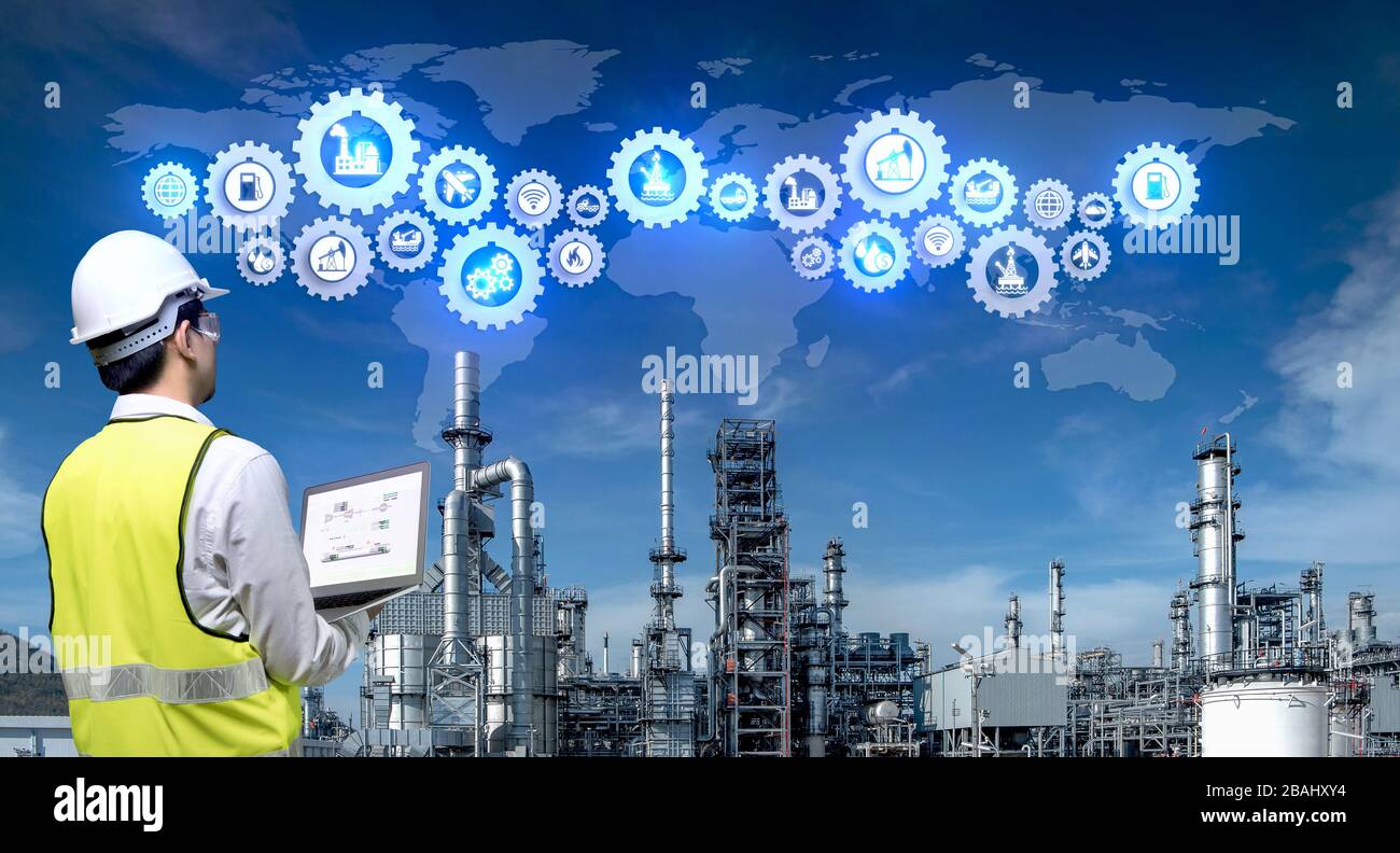 Industry 4.0 of oil and gas refining process of refinery plant, Double