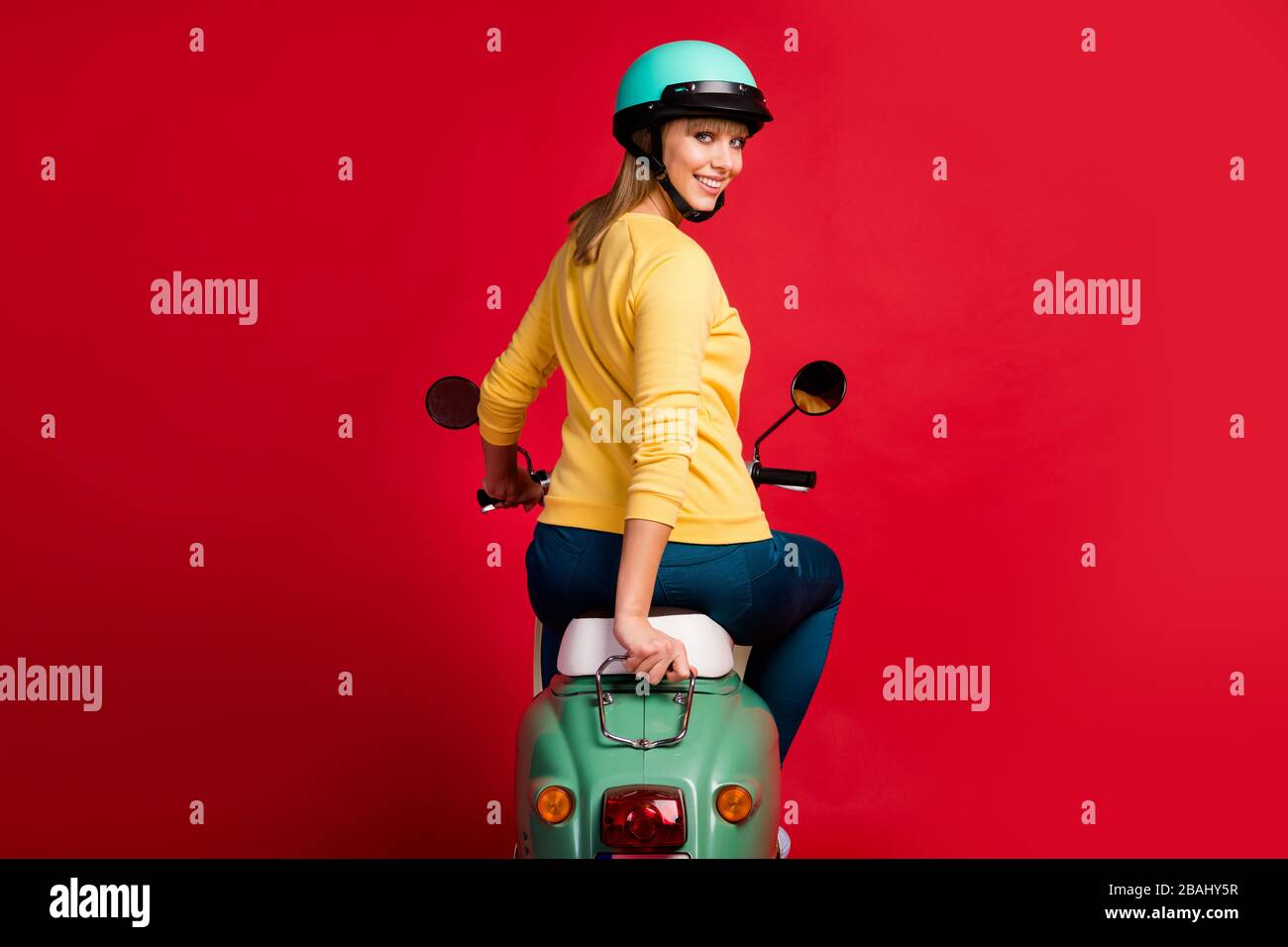 Rear back behind view of her she nice attractive pretty lovely cute