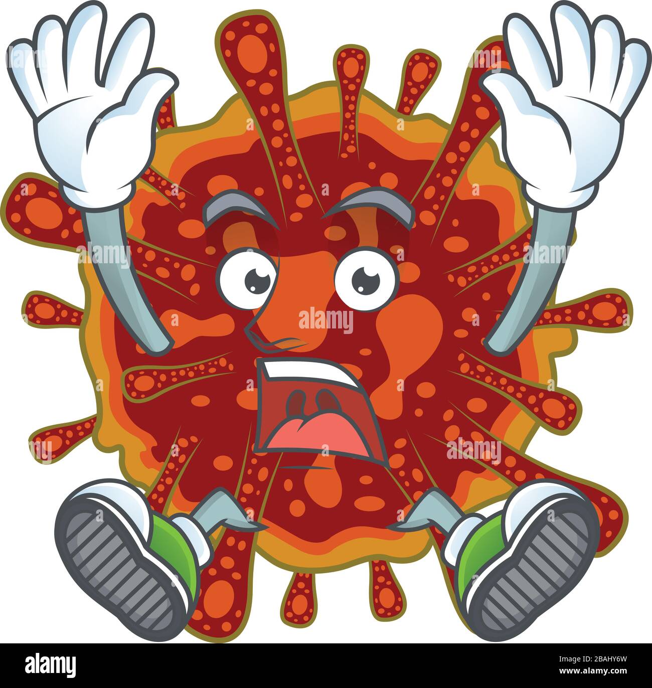 A stunning deadly coronvirus cartoon character with happy face Stock Vector