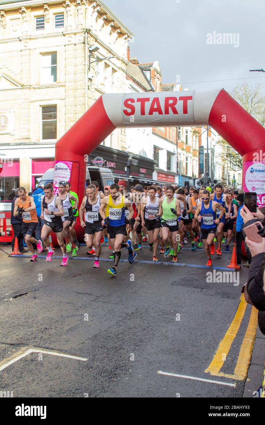 Newport, Cardiff. 1st March 2020. The Admiral city of Newport Half