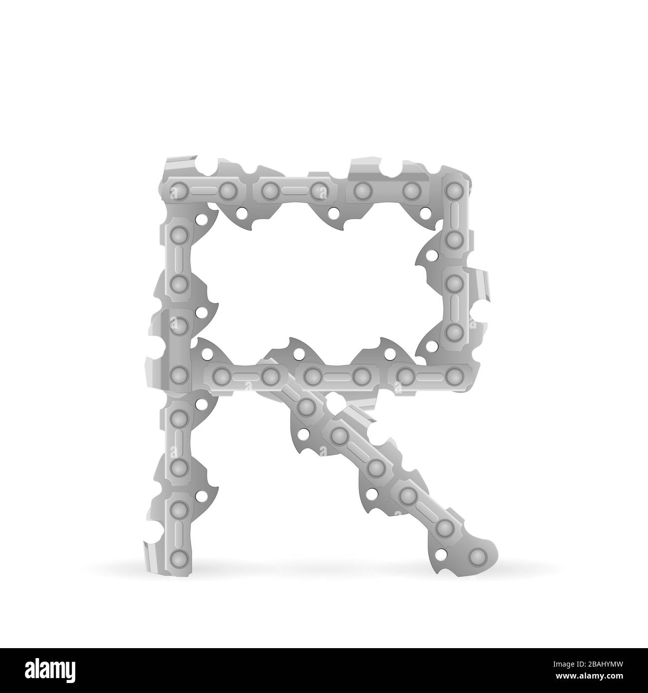 Chainsaw chain letter R on a white background. Vector illustration ...