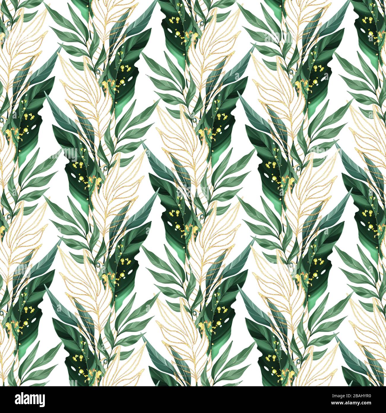 Floral pattern. Seamless background with green leaves Stock Photo - Alamy