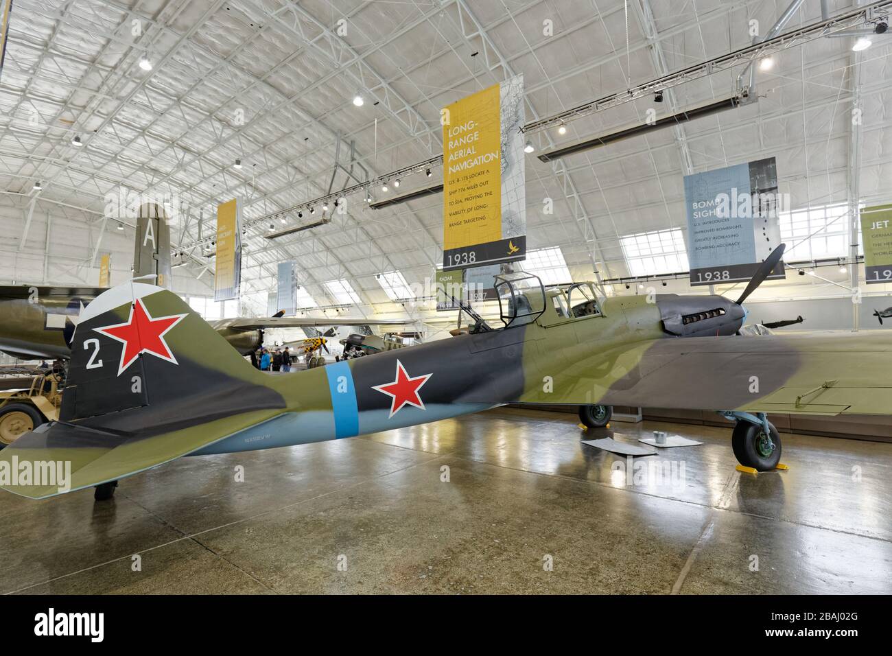 SEPTEMBER 19, 2015, EVERETT, WA: A flight-worthy Ilyushin II-2M3 Shturmovik on display a Seattle-area museum. Stock Photo